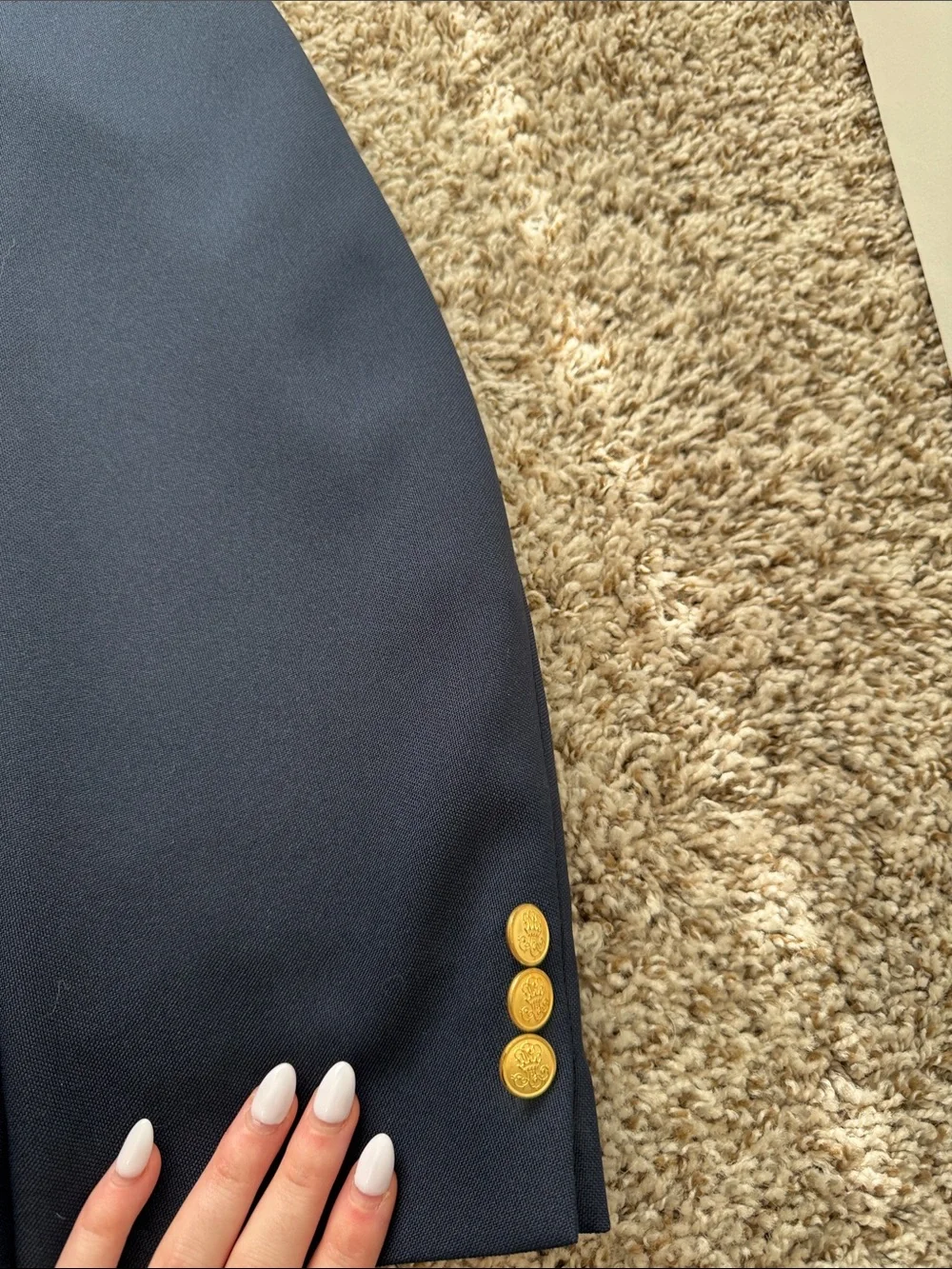 Classic Navy Men's Tailored Two-Button Blazer with Gold Buttons